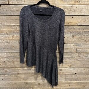 Alfani Womens Black Metallic Asymmetric Pullover Sweater‎  Size M